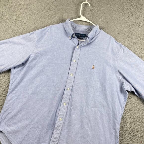 VTG Ralph Lauren Oxford Button Down Shirt Men's 18 34/35 2XL Blue Formal Causal - Picture 8 of 12